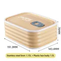 Beige 1,5L zweischichtige Brotdose mit praktischem Inneneinsatz aus Edelstahl - 1500ml Groß / Gelb
