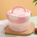 Boîte à déjeuner rose portable en plastique avec poignée et joint étanche - Rose