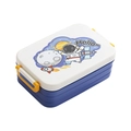 Boîte à bento bleue rectangulaire à deux couches avec astronaute et fermoirs jaunes - Bleu Espace