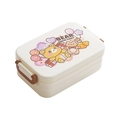 Boîte à lunch bento à trois couches blanc crème avec motif d'ours et boucles latérales - Ours Marron