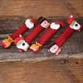 Christmas burlap appliance handle covers set with Santa, Snowman, Reindeer, and Polar Bear - Burlap Handle Cover Set of 4