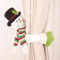 Embrasse de rideau bonhomme de neige de Noël avec écharpe rayée et moufles vertes - Style Bonhomme de Neige