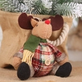 Christmas plush reindeer ornament featuring a red nose and festive plaid fabric details - Elk