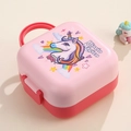 Portapranzo unicorno rosa a due strati con chiusure di sicurezza e maniglia - Unicorno Rosa / Rosa