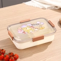 Boîte à lunch en plastique divisée avec couvercle à motif d'ours et bac beige - 1000ml / Beige (Ours)