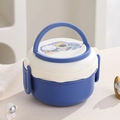 Boîte bento ronde bleue à deux couches avec motif astronaute et poignée de transport - Astronaute / Bleu