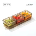 Set de bocaux à bonbons en verre ambré avec trois récipients carrés et plateau - 3 Grilles Ambre