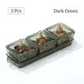 Bocaux en verre vert foncé avec poignées fleurs dorées, ensemble de 3 pièces - 3 Grilles Vert Foncé