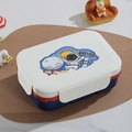 Multi-layer bento box with astronaut print in white red and blue color block design - Astronaut Style / 1.4L Dark Blue