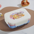 Three-layer bento box with pink and blue compartments and bear print lid - Bear Style / 1.4L Light Blue