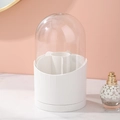 Roterende make-up kwast organizer met transparante stofkap in de kleur wit - Wit