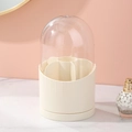 Roterende beige make-up borstelhouder met transparante deksel en 6-vaks verdeling - Beige