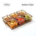 Amber set of 6 snack storage boxes with golden handles and a tray for nuts and fruits - 6 Grids Amber