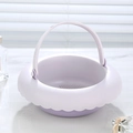 Lavender plastic storage basket with wavy edges and handle on marble countertop - Handle Storage Basket / Purple (Handle Storage Basket)
