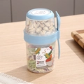 Blue dual-layer 560ml+310ml yogurt and salad cup with fork for portable healthy meal - 870ml / Sky Blue