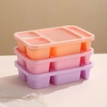 Three-color stackable 4-compartment plastic bento lunch boxes in orange, pink and purple - PP / Cloud Style Set (Pink/Orange/Purple)