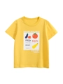 Kids organic vegetable print short sleeve cotton t-shirt in bright ginger yellow - 90cm / Medium Yellow
