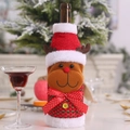 Christmas reindeer wine bottle cover with red green knit and plush reindeer face - Elk