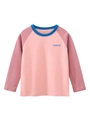 Pink and reddish cotton raglan sleeve girls' T-shirt with blue RAINBOW chest print - 90 / Pink/Dark Pink