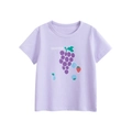 Lavendelfarbenes Baumwoll-T-Shirt für Mädchen mit lila Trauben und Erdbeer-Drucken - 90cm / Helllila