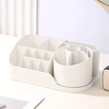 Witte roterende bureau organizer met vakken voor make-up borstels en kantoorartikelen - Wit