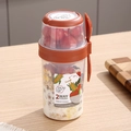 Portable double-layer orange salad yogurt cup with 760ml and 310ml compartments and fork - 1070ml / Cloud Red
