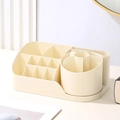 Bureau-organizer in crèmewit met vakken voor make-upborstels en schrijfbenodigdheden - Beige