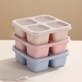 Stapelbares 4-Fächer-Lunchbox-Set in Beige, Rosa und Blau aus Öko-Materialien - Weizenstroh / Nature INS Set (Blau/Rosa/Weizen)
