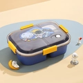 Boîte à lunch bleue pour enfants avec motif astronaute et 3 compartiments en inox - Quatre Compartiments 11 L [bleu Spatial]