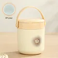 Portable cream and yellow 304 stainless steel soup cup with PP liner and handle - 380ml Plastic Style Yellow / PP