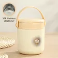 Creamy white 304 stainless steel breakfast cup with pink handle and 304 steel liner - 430ml Stainless Steel Style Yellow / 304 Stainless Steel