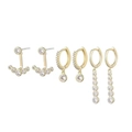Three-piece gold plated star and moon earring set with sparkling cubic zirconia charms - Pave Rhinestone Dangle Earring Set (S-E1610)
