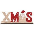 Decorazione natalizia in legno con Babbo Natale e motivi con fiocchi di neve bianchi - Babbo Natale (XMAS)