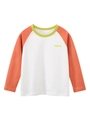 Kids long sleeve raglan T-shirt in white and coral orange with rainbow print - 90 / Cream White/Dark Orange