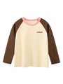 Kids raglan long sleeve T-shirt with Rainbow print in beige and brown cotton fabric - 90 / Rice Apricot/Coffee