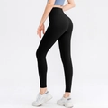 Zwarte yoga broek met hoge taille van ademende elastische stof voor fitness en training - S / Bottoms / Zwart