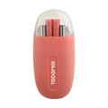 Portable coral pink stainless steel cutlery set in a capsule-shaped storage box - Spoon Fork and Chopsticks (HM-6596) / Pink