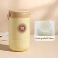 Portable 304 stainless steel food jar in beige with food-grade PP liner and handle - 680ML / Yellow Plastic Style
