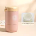 Portable pink 304 stainless steel soup cup with food-grade PP liner and handle - 680ML / Pink Plastic Style