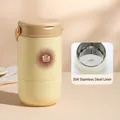 Portable 304 stainless steel insulated soup jar in yellow with handle and matte finish - Yellow Stainless Steel Style