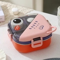 Boîte à bento rose pour enfants avec insert inox et loquets latéraux violets - Rouge