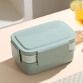 Fiambrera de doble capa verde menta con cierres laterales para la oficina o un picnic - 1.5L / Verde