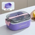 Portapranzo viola con ganci rosa, coperchio fumé e contenitore interno in PP - 700ml (Strato Singolo) / Viola Dopamina / Stile PP