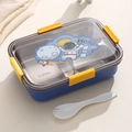 Boîte bento en acier inoxydable 304 bleu foncé à 3 compartiments et astronaute - Acier inoxydable 304 / Astronaute (850ML Bleu) / 850ML Bleu (Style Acier Inoxydable)