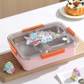 Boîte bento rose en acier inoxydable 304 avec compartiments et décor licorne - 1L 3 Grids Rose - Style Licorne