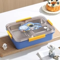 Boîte à déjeuner bento bleue à 3 compartiments en acier inox avec stickers astronaute - 1L 3 Grids Bleu - Style Astronaute