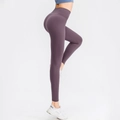 Dames yoga legging met hoge taille in mauve kleur met huidvriendelijke nude-feel stof - S / Bottoms / Donkerpaars