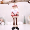 Babbo Natale di peluche con gambe scozzesi e bottone di legno per albero di Natale - Babbo Natale