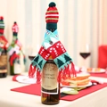 Mini ensemble bonnet et écharpe de Noël tricotés avec motifs pour bouteilles de vin - Style Sapin de Noël