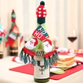 Ensemble bonnet et écharpe de Noël tricotés pour bouteilles de vin en rouge et vert - Style Père Noël